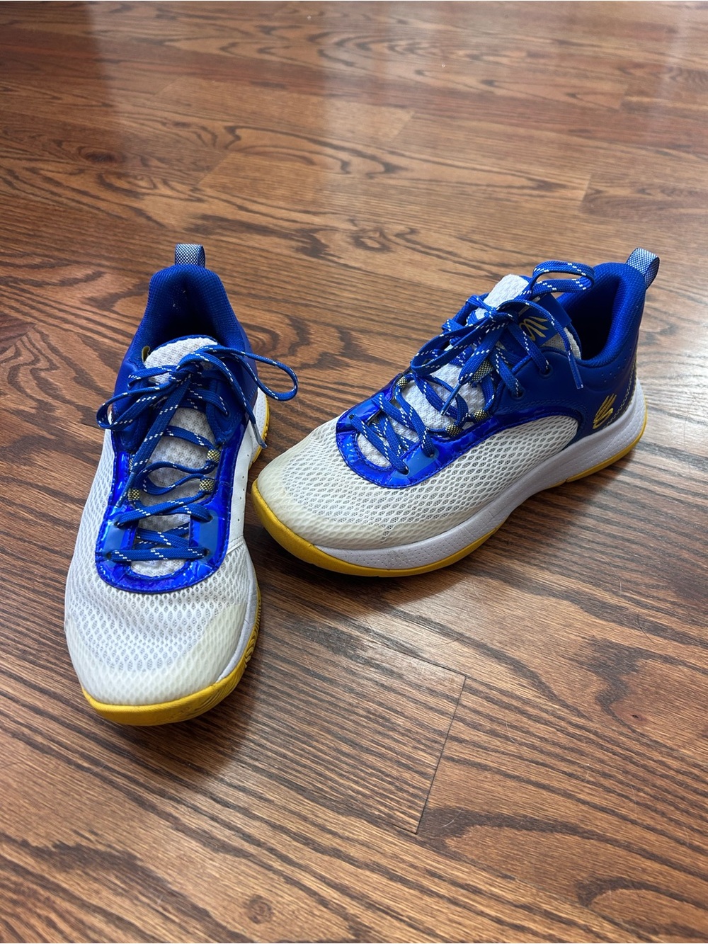 Under Armour Curry Basketball Blue & White Sneakers with Yellow Highlights- Y7